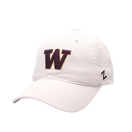 White Washington Hat - ZEPHYR MEN'S WASHINGTON HUSKIES SCHOLARSHIP WASHED ADJUSTABLE HAT WHITE