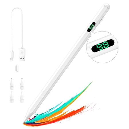 TiMOVO Stylus Pen for iPad with Power Display, Apple Pencil 2nd Generation for 2018-2024 iPad Air 3/4/5th, iPad Mini 5/6th, iPad 6/7/8/9/10th, iPad Pro 11"/12.9", White