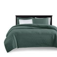 thumbnail image 5 of 3-Piece Reversible Balsam Green Quilt Set, Full/Queen Size Bedding Set with Matching Shams, 5 of 11