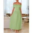 thumbnail image 4 of Vestido largo ZESICA para mujer, con hombros descubiertos, color salvia, tamaño mediano, 4 of 7