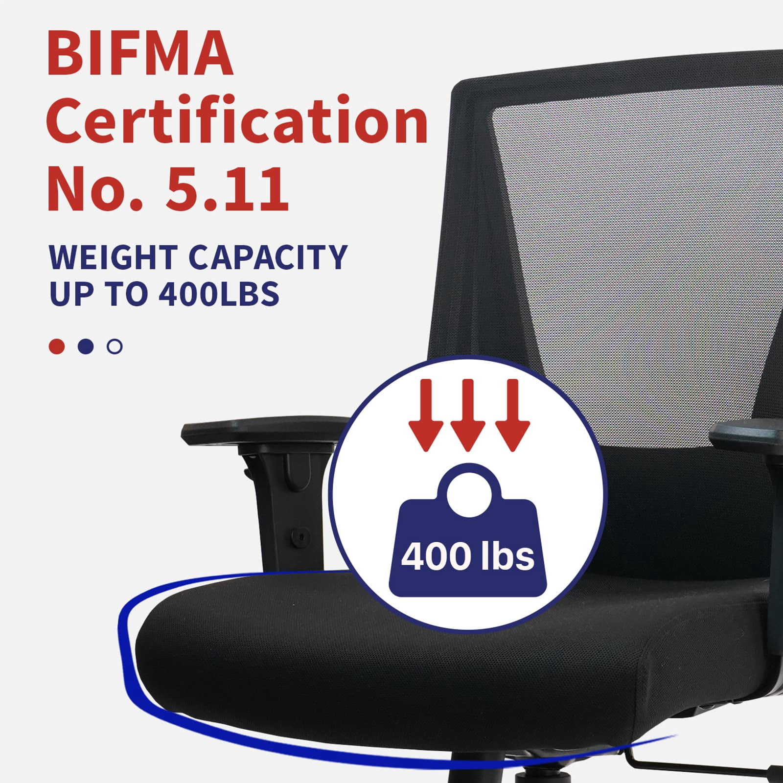 CLATINA Ergonomic Executive Mesh Chair with Adjustable Armrests Thickened seat Cushion, 400 lb Capacity Office Desk Chair for Home Office