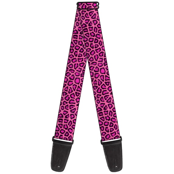 Buckle-Down Guitar Strap, Leopard Pink Fuchsia, 2 Inches Wide