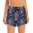 thumbnail image 2 of Picia Lavender Flowers Pattern Women's 2 in 1 Athletic Running Shorts High Waisted Workout Casual Gym Sweat Shorts with Comfy Liner Zipper Pockets-X-Large, 2 of 9