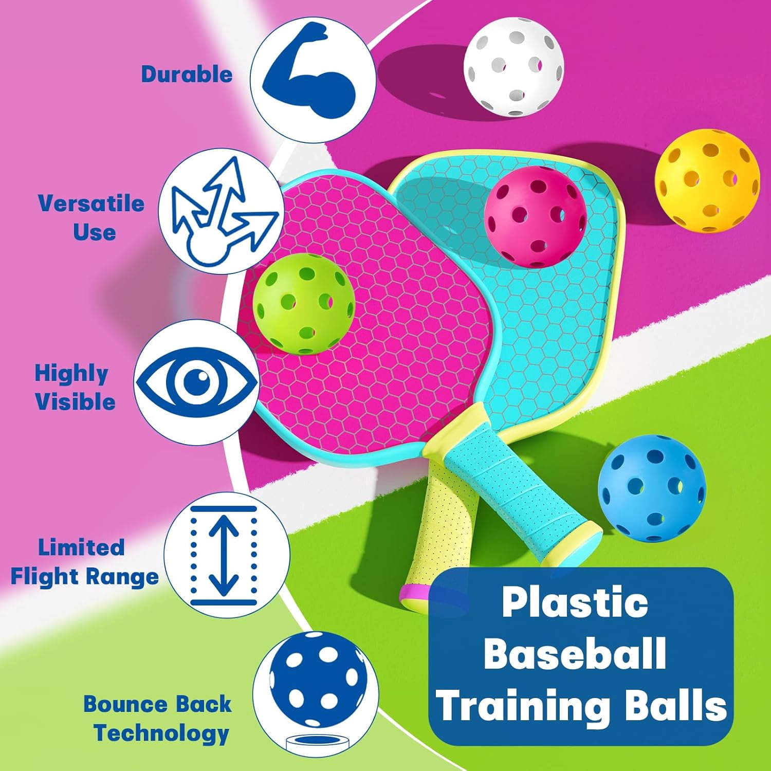 12/100 Pack Baseball Practice Balls Plastic Training Balls Lightweight Hollow Softballs with a Drawstring Bag for Hitting, Baseball Training Indoor Outdoor Use