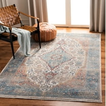 SAFAVIEH Victoria Serafim Floral Bordered Area Rug, Navy/Ivory, 5' x 8'