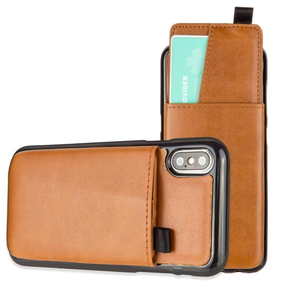 iPhone X Wallet Case, Slim PU Leather with Matching Detachable Slide