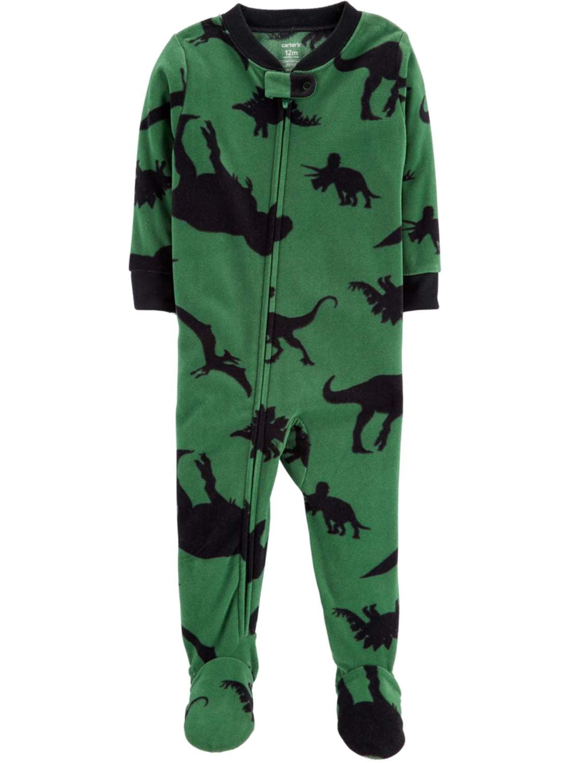 Carters Infant Boys Plush Green Dinosaur Sleeper Dino Footed Pajamas 18m