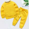 thumbnail image 2 of NIEWTR Toddler Baby Boy Outfit Long Sleeve Sweatshirts Pants Clothes Set Boys Fall Winter 2PCS (1-2 Years,Z08-Yellow), 2 of 8
