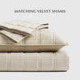 thumbnail image 5 of 3 Pieces Luxurious Velvet Quilt King Size, Ultra Soft Bedspread Coverlet Set, Double Box Stitch Lightweight Velvet Comforter for All Season with 2 Shams, Beige, 108"x96", 5 of 16