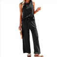 thumbnail image 1 of Pijama de Verano Sin Mangas para Mujer, de Punto Acanalado, Suave, para Dormir, Color Negro, Talla M, 1 of 9