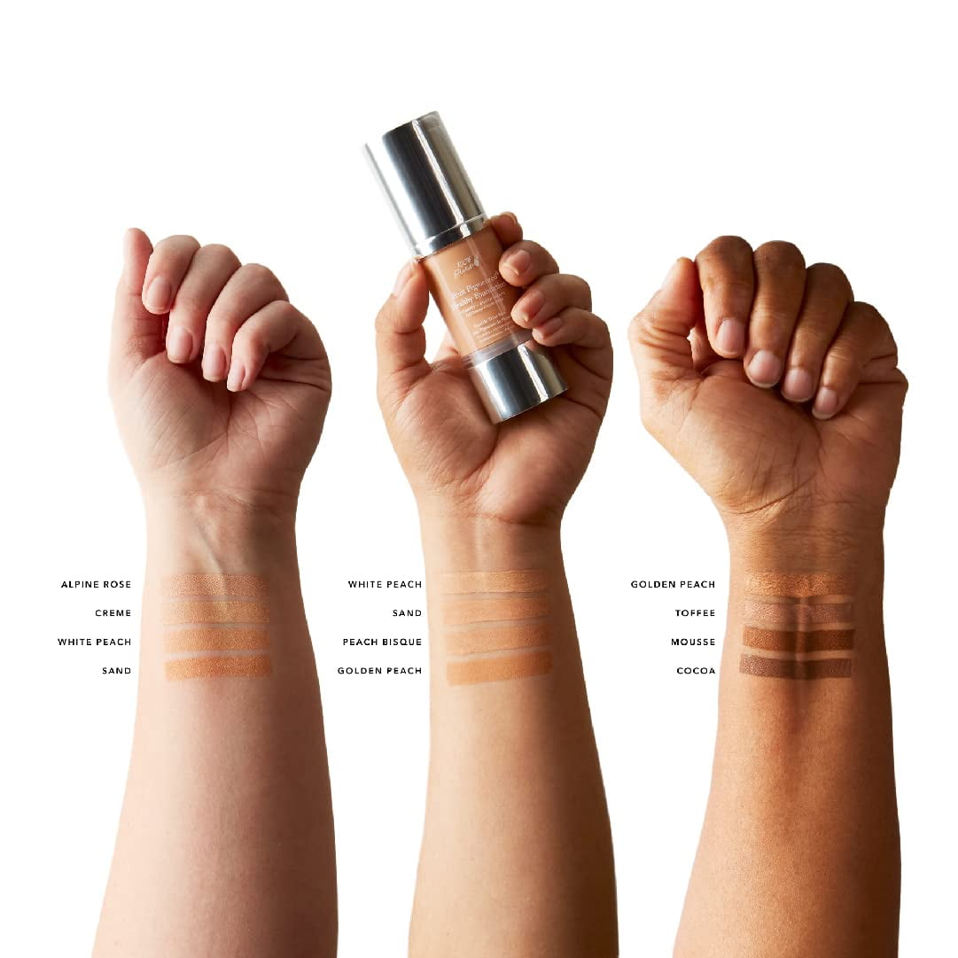 100% PURE Healthy Foundation Full Face Coverage Makeup, Liquid Matte Finish with Anti-Aging Benefits - Vegan Gorgeous Fruit Pigmented Golden Peach Color (Medium Tan with Warm Undertone) - 1 Fl Oz