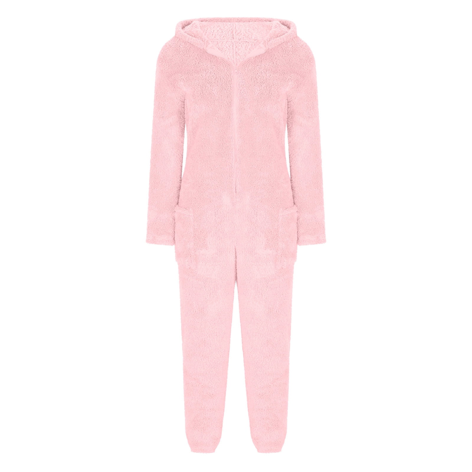 Jsaierl Womens Fleece Onesies Pajamas Jumpsuit Warm Sherpa Romper Sleepwear One Piece Zipper Hooded Playsuit Loungewear Christmas Pajamas