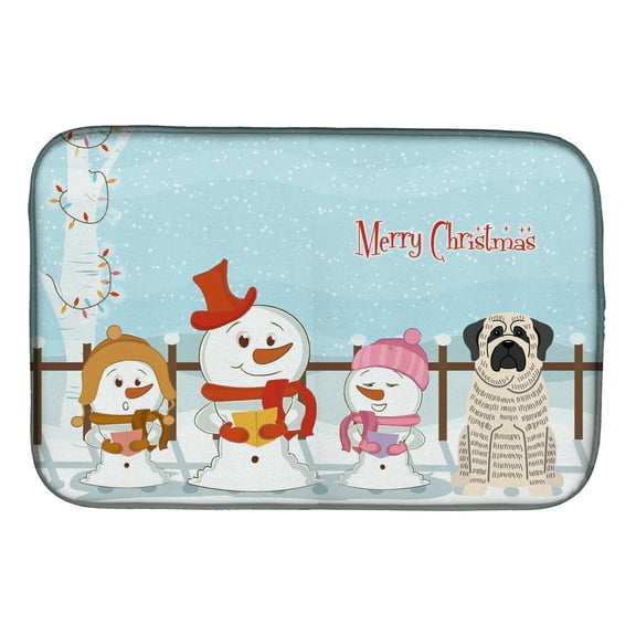 Caroline's Treasures Merry Christmas Carolers Mastiff Brindle White Dish Drying Mat