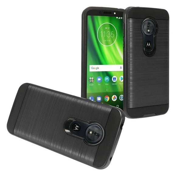 Motorola Moto G6 Play / G6 Forge / XT1922 Hybrid Metal Brushed Shockproof Tough Case Cover Black