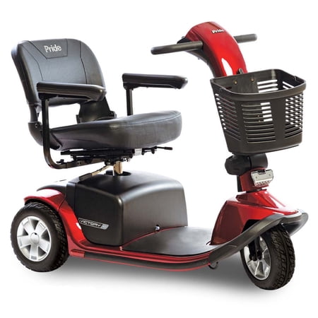 Pride Mobility Victory 10 3 Wheel SC610 w/ U-1 Batteries Mobility Scooter, Candy Apple Red