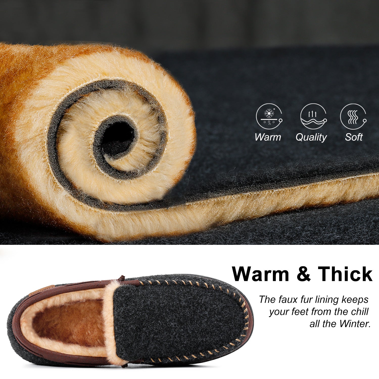 LongBay Men's Moccasin Slippers With Memory Foam photo 6