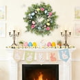 thumbnail image 2 of Easter Wreath Decoration Egg-shaped Rattan Style With Plastic Multicolor Eggs And Pink Butterflies 40 cm 15.75 in, 2 of 6
