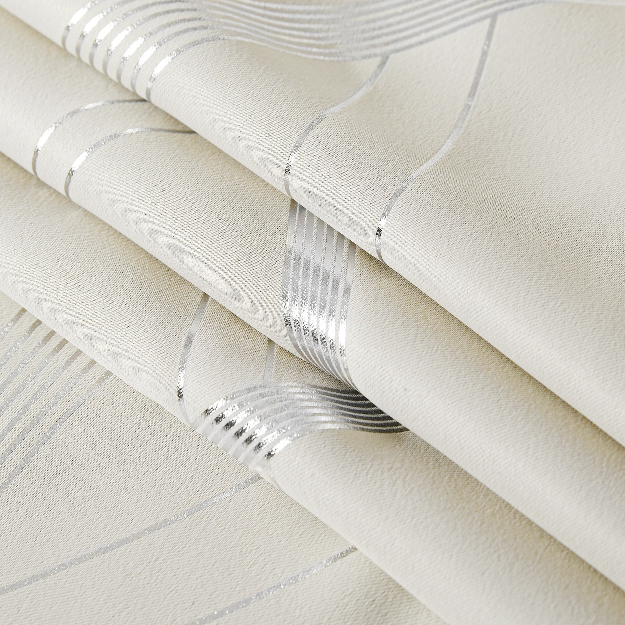 NICETOWN Curtains for Bedroom Thermal Insulated Solid Grommet Top Foil Printed Wave Lines Blackout Panels for Living Room, 42x48 inches, Beige, 2 Panels