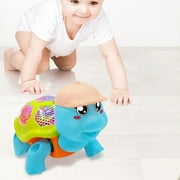 Glowing Motion Toy, Musical Walking Turtle with LED Lights, Pull String Activation, Interactive Crawling Pet for Ages 1+ Years
