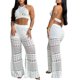 thumbnail image 1 of Conjunto de atuendo CHICME para mujer, top corto de ganchillo con pantalones, 1 of 5