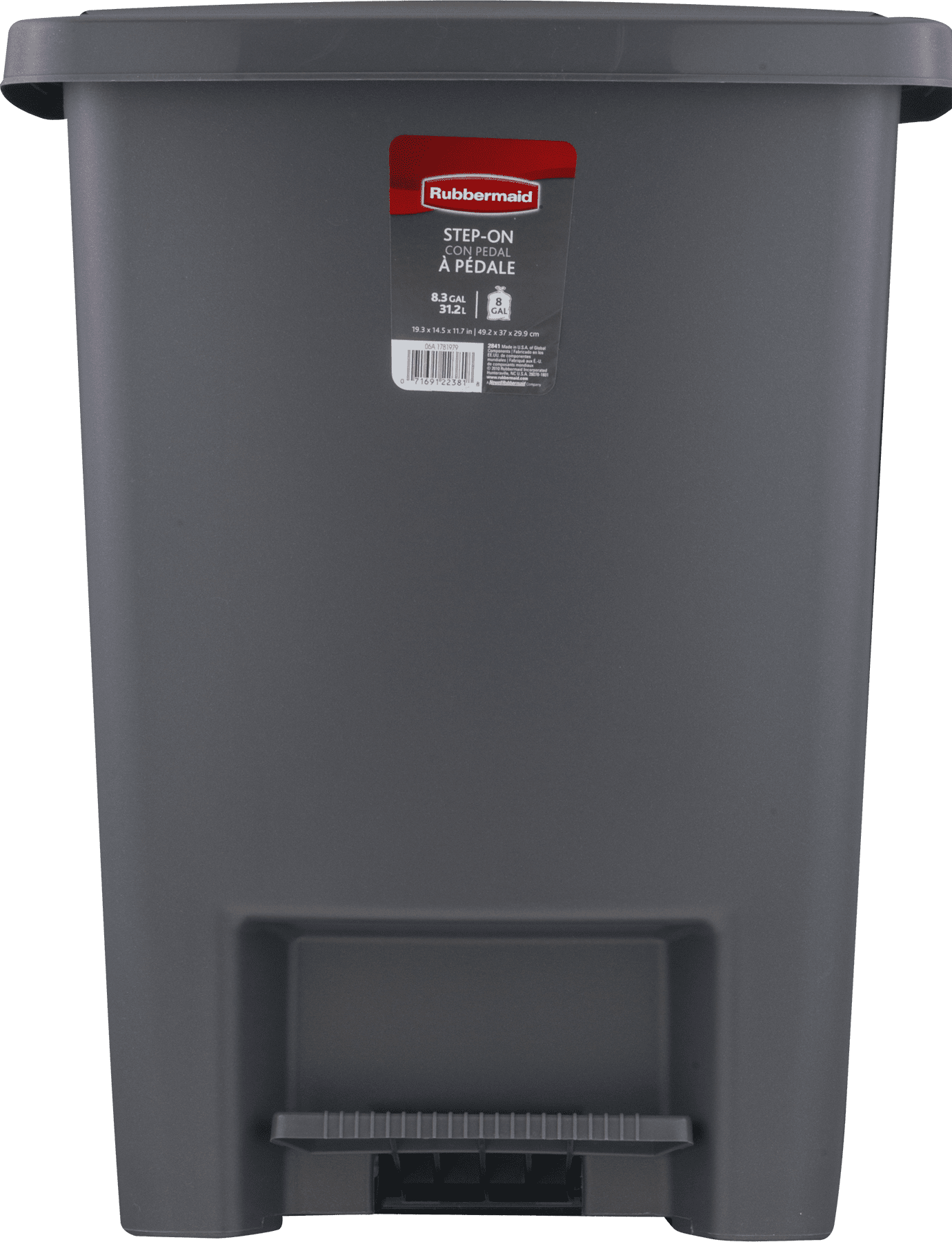 Rubbermaid 8.3 gal Step-on Plastic Kitchen Trash Can, Metallic