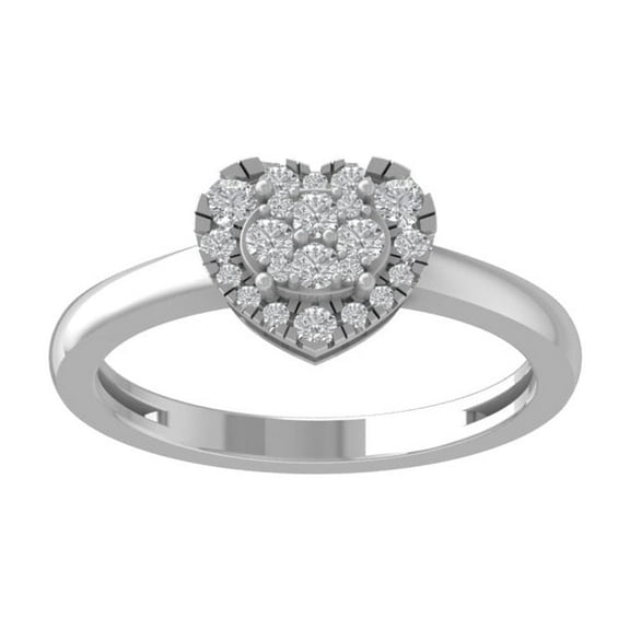 ARAIYA FINE JEWELRY Sterling Silver Round Diamond Heart Ring (1/3 cttw, I-J Color, I2-I3 Clarity), Size 6.5