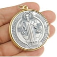 thumbnail image 5 of Medalla De San Benito 48mm Christian Medal Saint St Benedict Italy 2-Tone Catholic Medallion Pendant, 5 of 5