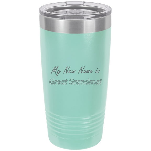 My New Name is Great Grandma Stainless Steel Engraved Insulated Tumbler 20 Oz Travel Coffee Mug, Teal