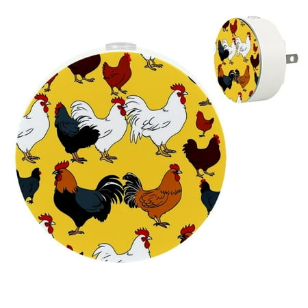 

Night Lights Plug Into Wall [2 Pack] Night Light for Kids LED Nightlight with Dusk to Dawn Sensor for Bathroom Decor Children Room Farm Animals Rooster Hen Chicks