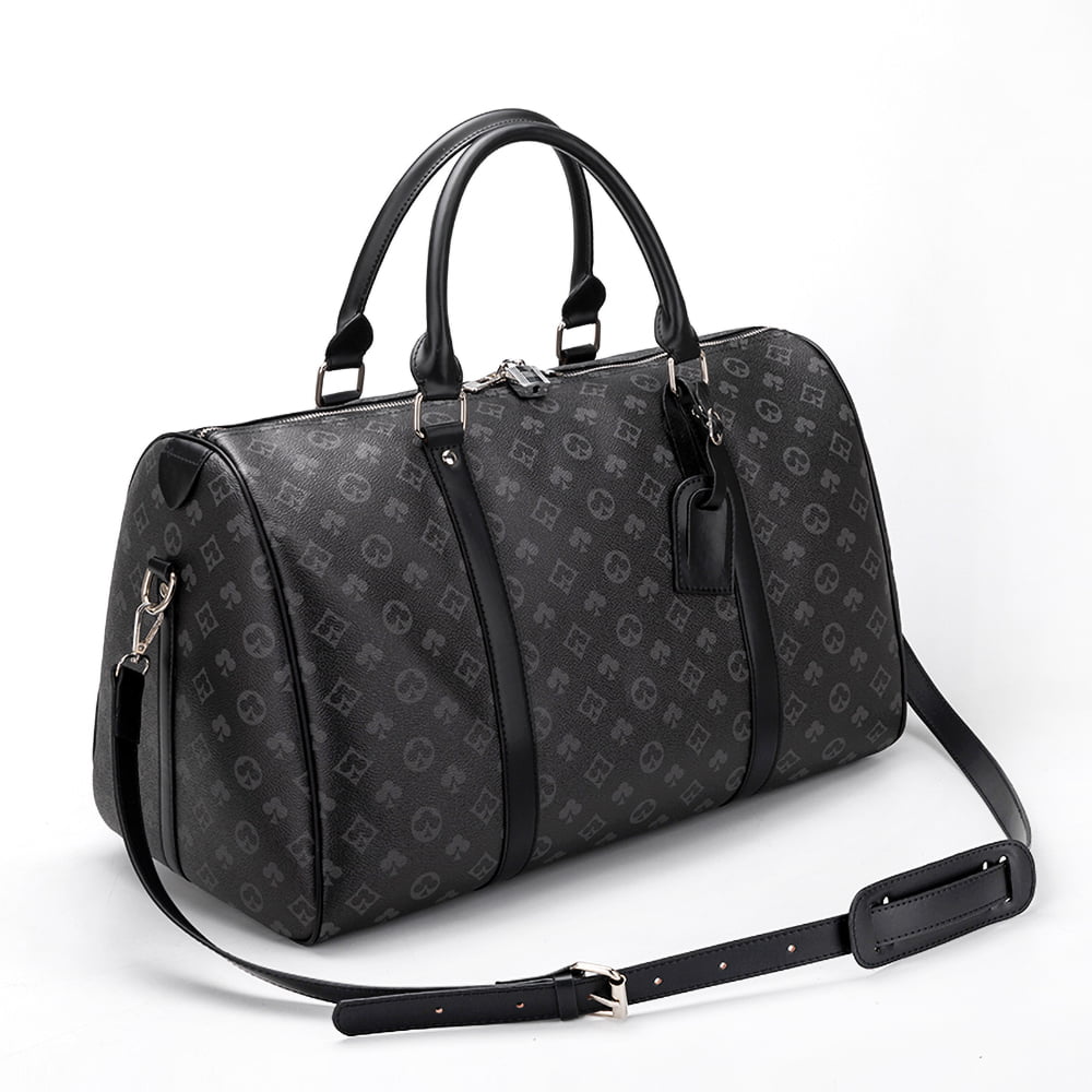 Skearow Fashion Checkered Duffle Bag,21L Large Capacity Luggage Bag,PU  Vegan Leather Overnight Bag,Travel Weekender Satchel Shoulder Bag 