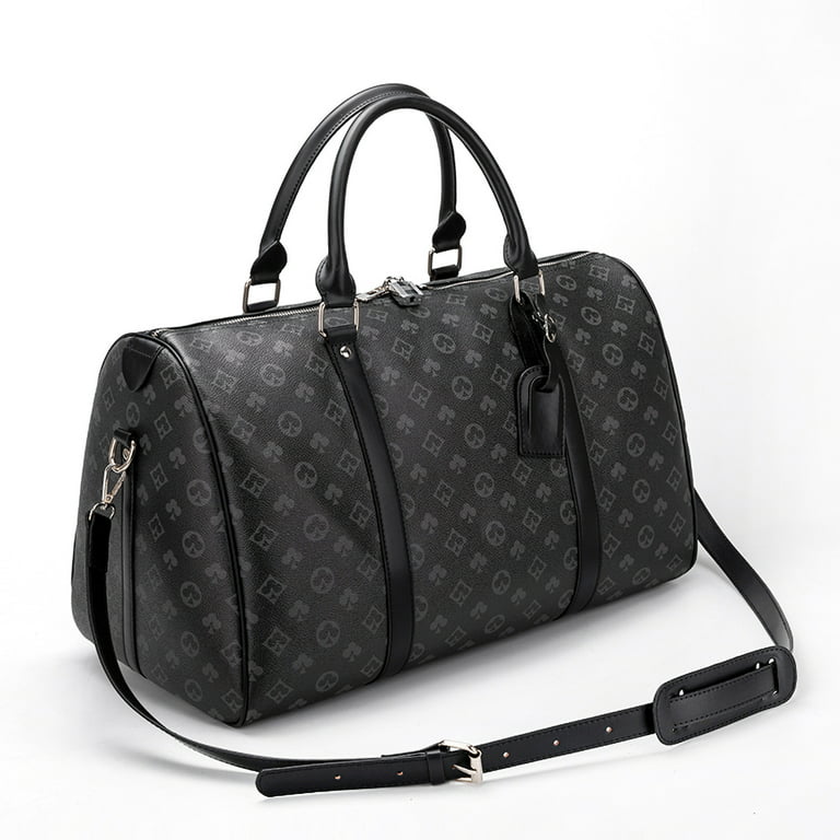 Skearow Fashion Checkered Duffle Bag,21L Luggage Bag,Travel Overnight  Weekender Bag,PU Vegan Leather Sport Gym Bag 