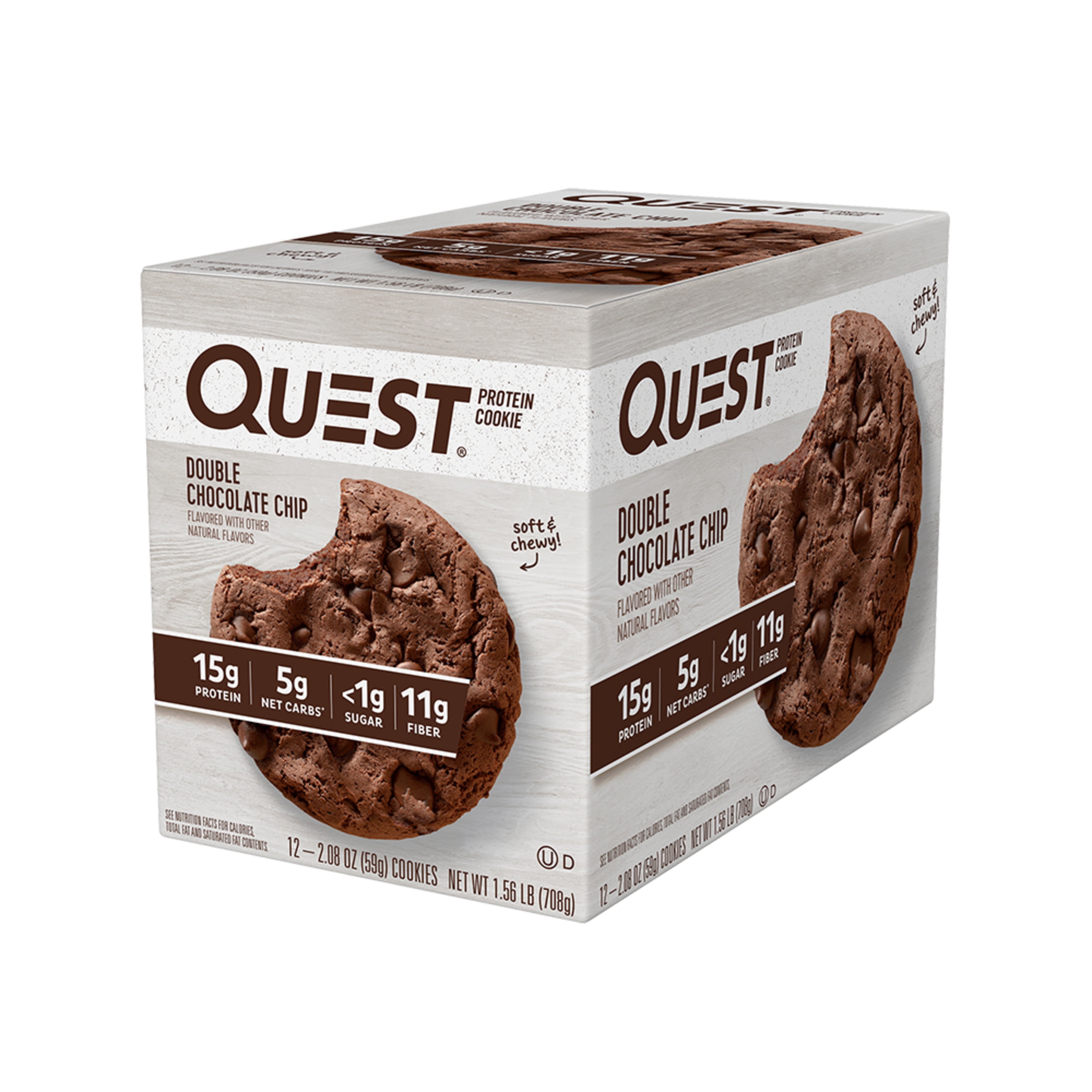 Quest Nutrition Double Chocolate Chip Protein Cookie, High Protein, Low