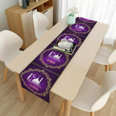 

Table Runner Eid Mubarak Iftar Mosque Tablecloth Islamic Muslim Religious Holiday Party Dinning Room Home Decoration 13 x 72 inch