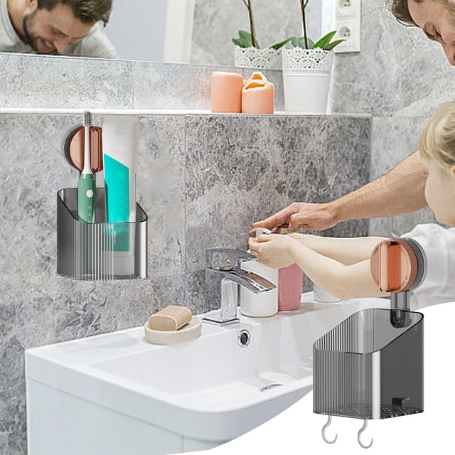 TIMIFIS Shelf for Storage Household No-Punch Wall Suction Cup Storage Box Kitchen Bathroom Sink Wall Mounted Shelves Wall Storage Racks Toothbrush Holders