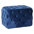 thumbnail image 5 of DecMode 19" x 28" Blue Velvet Traditional Ottoman, 5 of 6