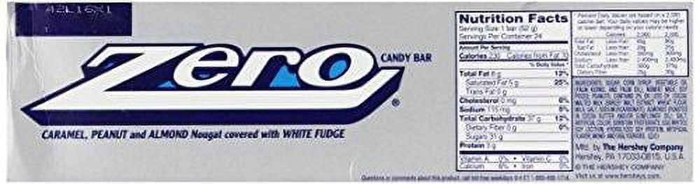 ZERO White Fudge Candy Bar (Pack of 24) -