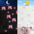 thumbnail image 3 of 3PCS Glow in The Dark Pink Bow Wall Stickers Pink Bow Knot Wall Decals Watercolor Room Mural Stickers for Valentine's Day Girls Party Home Bedroom Nursery, 3 of 6