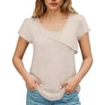 thumbnail image 2 of Xuyuer Womens Dressy Casual Blouses Asymmetrical V Neck Business Work Tops Ruffle Sleeve Summer Shirts, 2 of 7