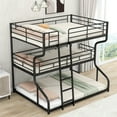 thumbnail image 3 of Metal Full XL over Twin XL over Queen Loft Bunk Bed with Long and Short Ladder, Multifunctional with Safety Guard Rails, Easy to Assemble/No Box Spring Required(Black), 3 of 8