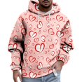 thumbnail image 2 of Telankuip Men's Valentine's Day Hoodies 2026 Cute Heart Graphic Drawstring Pullover Sweatshirt Baggy Comfortable Long Sleeve Holiday Hooded Tops with Pockets Fall Winter Outfits 7-Light Pink XL, 2 of 4