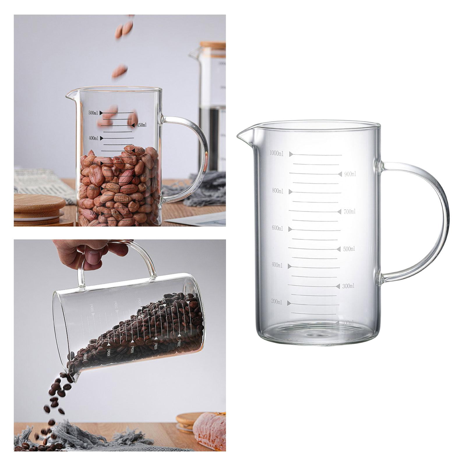 Fiocias Glass Cup with Scale Hot Cold Drink Pitcher Large Capacity Measuring Cup for Tea 1000ml