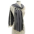thumbnail image 5 of Gray Long Neck Scarf With Contrast Tassel Trim, 5 of 6