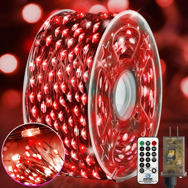 Guirnalda de luces navideñas KNONEW, 203 pies, 600 LED, impermeables