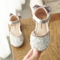 thumbnail image 2 of Girls Princess Shoes Soft Sole Fashion Bow Princess Shoes,Color:Silver,6.5-7 Years, 2 of 7