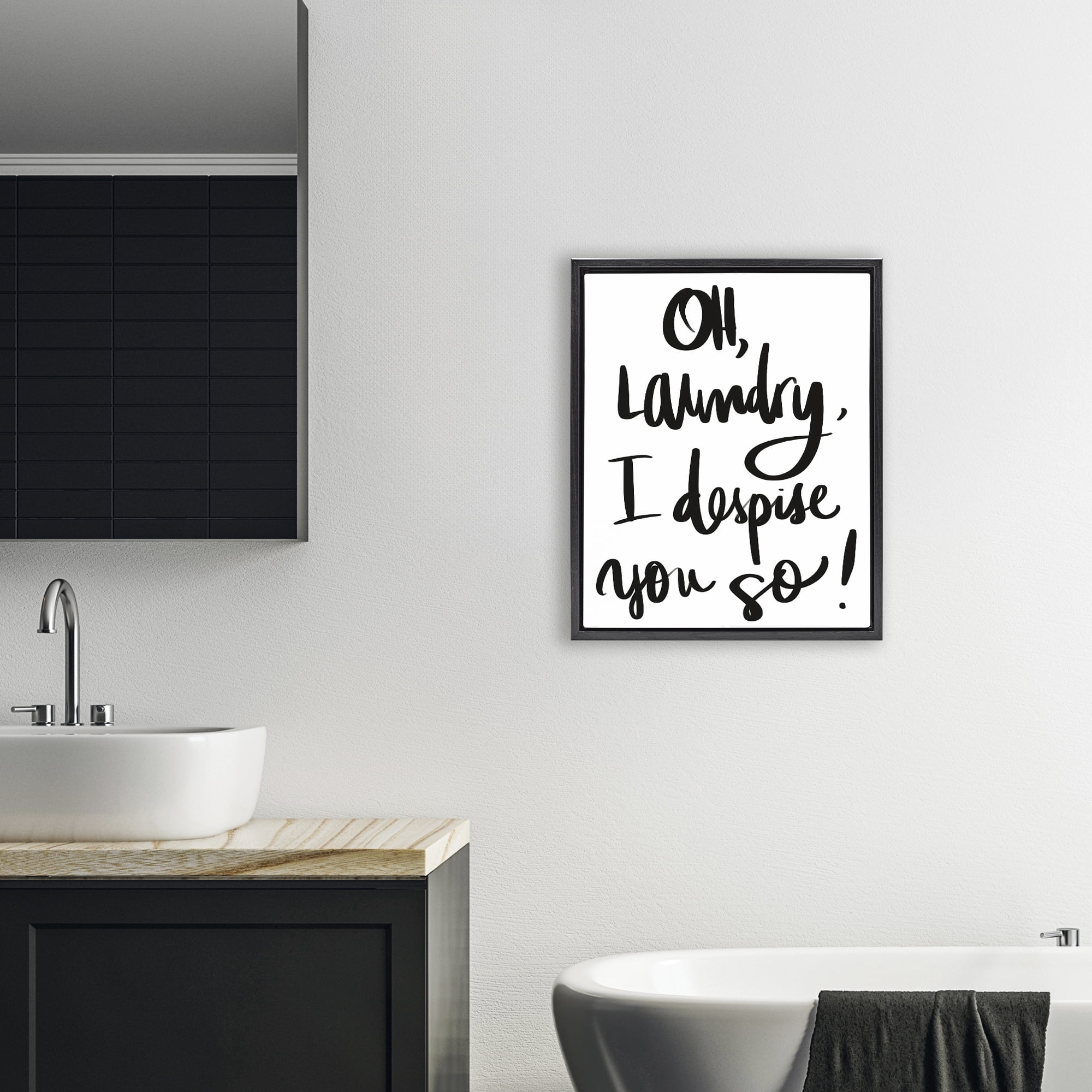 Stupell Industries Laundry I Despise You Black Framed Floater Canvas Wall Art, design by SD Graphics Studio