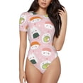 thumbnail image 2 of Uemuo Cute Sushi Pattern Women's One Piece Short Sleeve Swimsuit Rash Guard Surfing Modest Quick-drying Swimsuit Beach Essentials-X-Large, 2 of 9