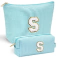thumbnail image 1 of Bolsa de maquillaje YOOLIFE para niñas, adolescentes, 2 piezas, con monograma | Neceser de maquillaje | Neceser de belleza personalizado para amigas, hermanas, esposas, bodas, novias, calcetines para, 1 of 5
