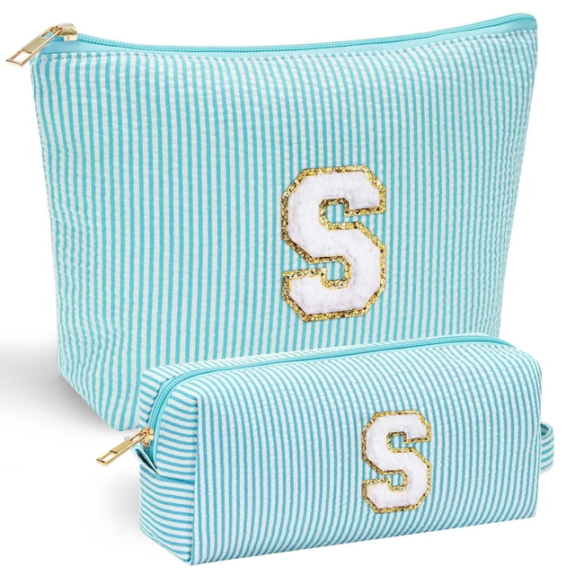 Bolsa de maquillaje YOOLIFE para niñas, adolescentes, 2 piezas, con monograma | Neceser de maquillaje | Neceser de belleza personalizado para amigas, hermanas, esposas, bodas, novias, calcetines para