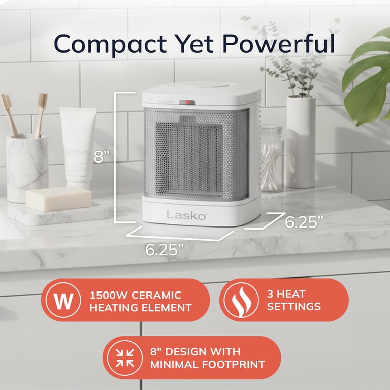 Lasko 1500W Indoor Portable Bathroom Space Heater with ALCI Safety