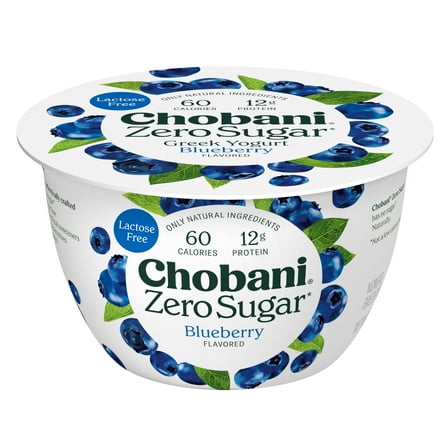 Chobani Zero Sugar Non-Fat Greek Yogurt Blueberry 5.3 oz Cup